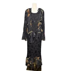 Spencer Alexis 2 Piece Maxi Dress Women 8 Fairy Lace Jacquard‎ Romantic Feminine